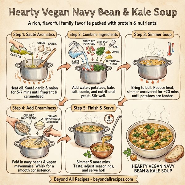 Hearty Vegan Navy Bean & Kale Soup instructions