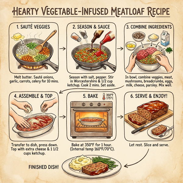 Hearty Vegetable-Infused Meatloaf instructions