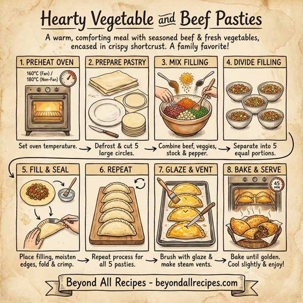 Hearty Vegetable and Beef Pasties instructions