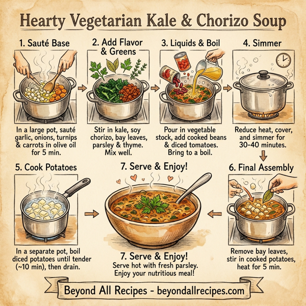 Hearty Vegetarian Kale & Chorizo Soup instructions