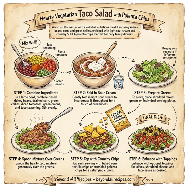 Hearty Vegetarian Taco Salad with Polenta Chips instructions