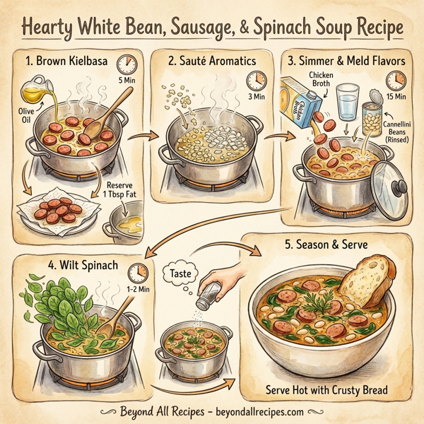 Hearty White Bean, Sausage, and Spinach Soup instructions