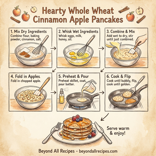 Hearty Whole Wheat Cinnamon Apple Pancakes instructions