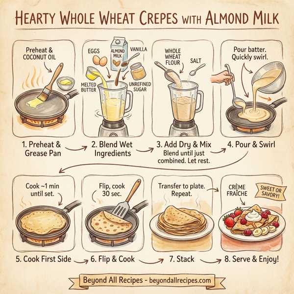 Hearty Whole Wheat Crepes with Almond Milk instructions