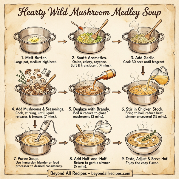 Hearty Wild Mushroom Medley Soup instructions