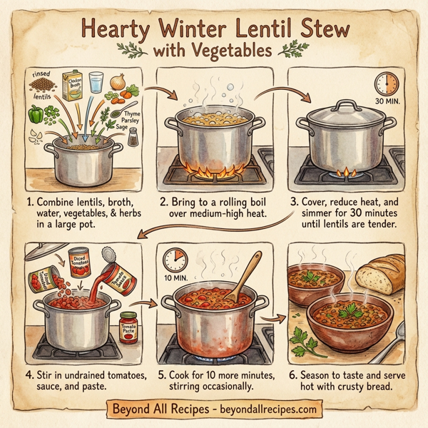 Hearty Winter Lentil Stew with Vegetables instructions