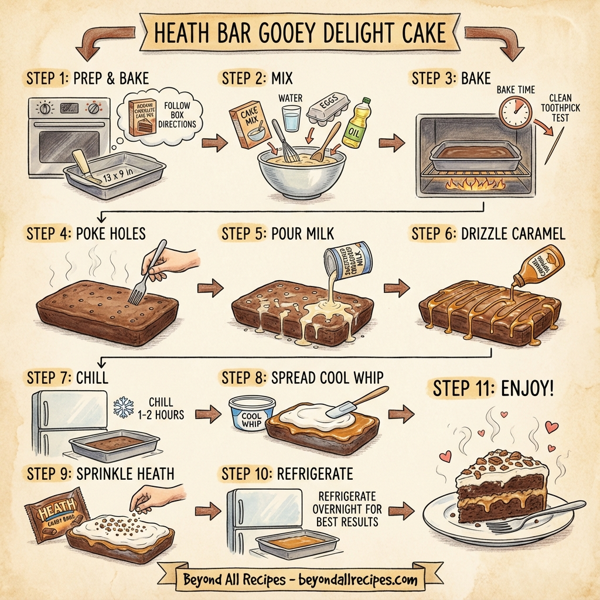 Heath Bar Gooey Delight Cake instructions