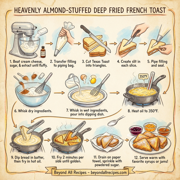 Heavenly Almond-Stuffed Deep Fried French Toast instructions