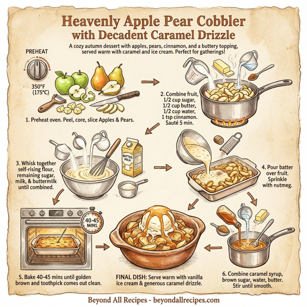 Heavenly Apple Pear Cobbler with Decadent Caramel Drizzle instructions