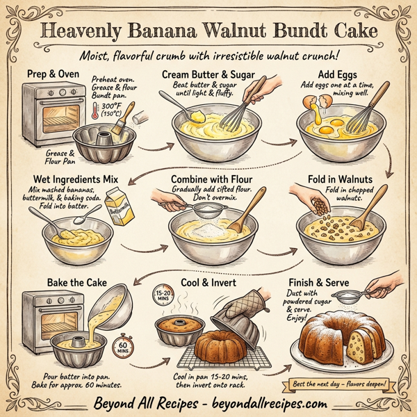 Heavenly Banana Walnut Bundt Cake instructions