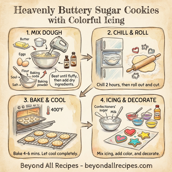 Heavenly Buttery Sugar Cookies with Colorful Icing instructions