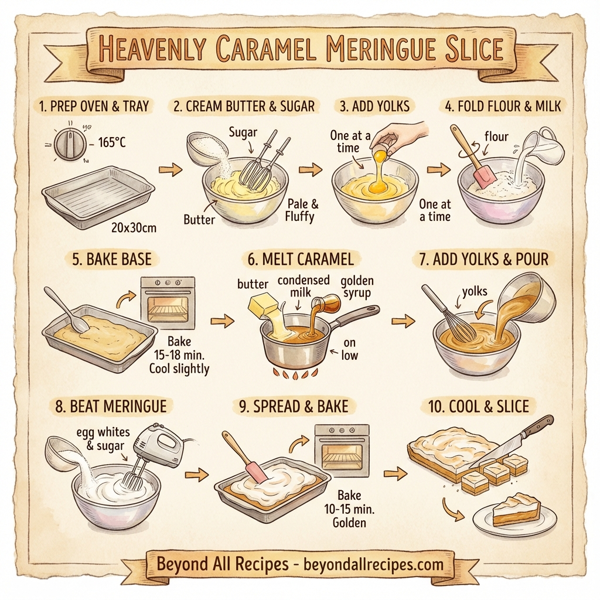 Heavenly Caramel Meringue Slice instructions