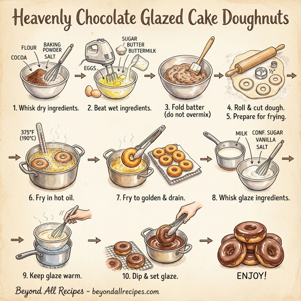 Heavenly Chocolate Glazed Cake Doughnuts instructions