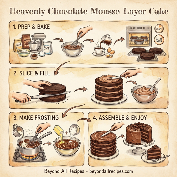 Heavenly Chocolate Mousse Layer Cake instructions