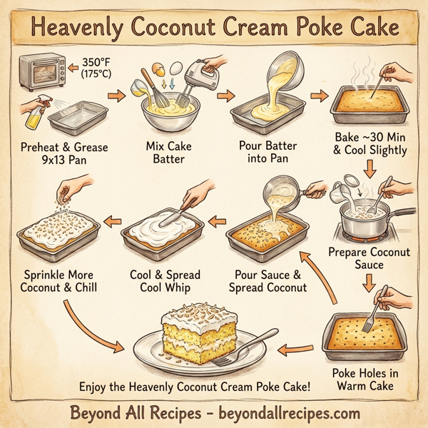 Heavenly Coconut Cream Poke Cake instructions