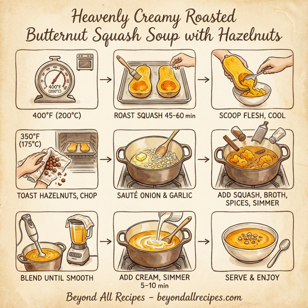 Heavenly Creamy Roasted Butternut Squash Soup with Hazelnuts instructions