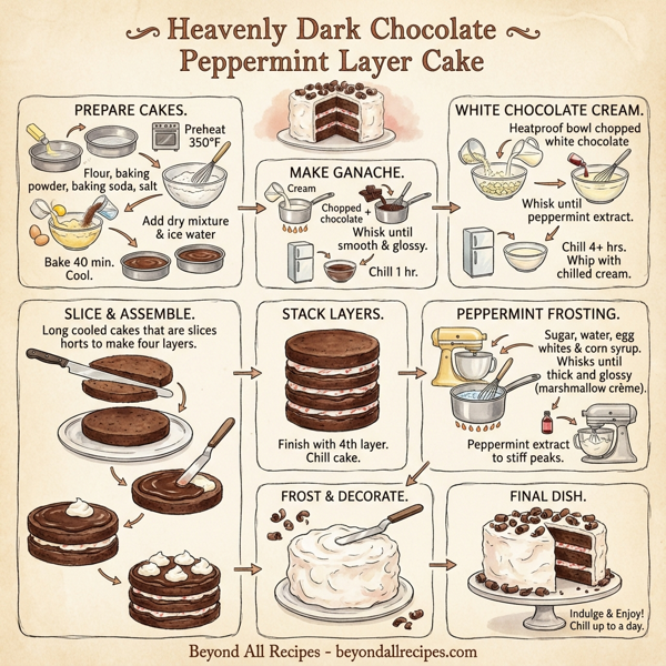 Heavenly Dark Chocolate Peppermint Layer Cake instructions
