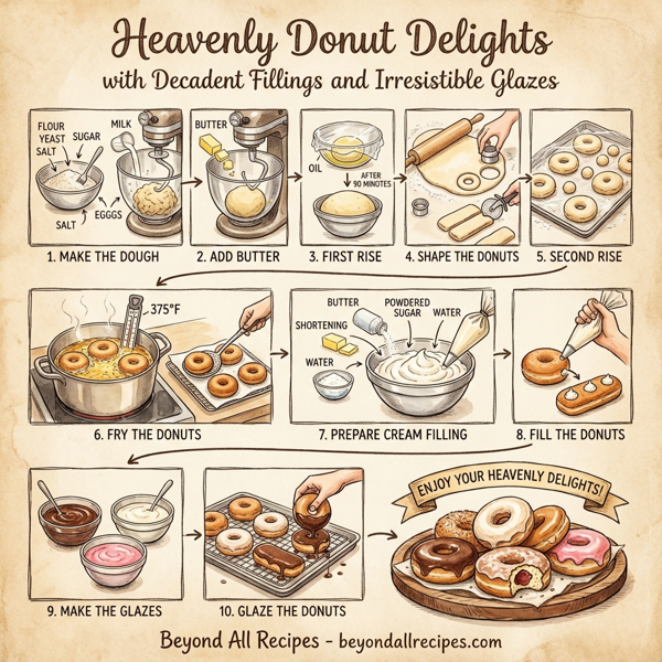 Heavenly Donut Delights with Decadent Fillings and Irresistible Glazes instructions