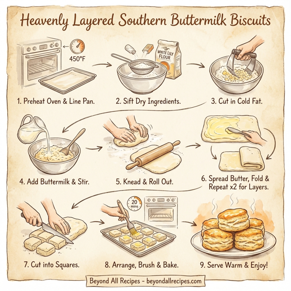Heavenly Layered Southern Buttermilk Biscuits instructions