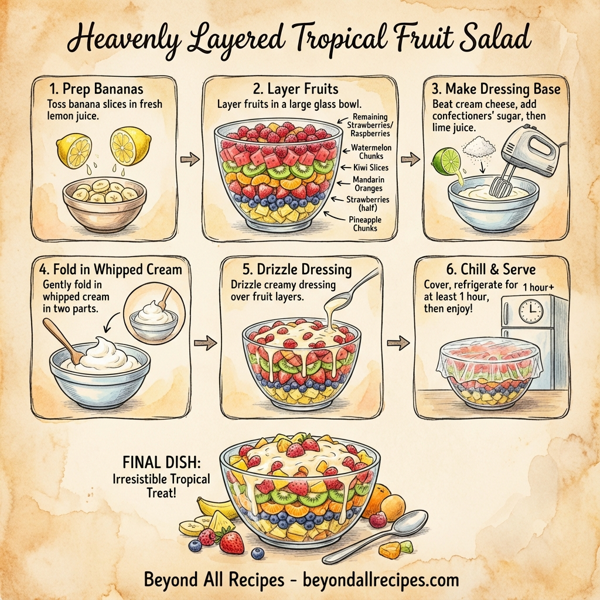 Heavenly Layered Tropical Fruit Salad instructions