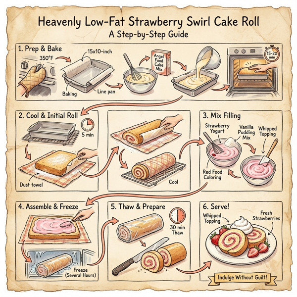 Heavenly Low-Fat Strawberry Swirl Cake Roll instructions