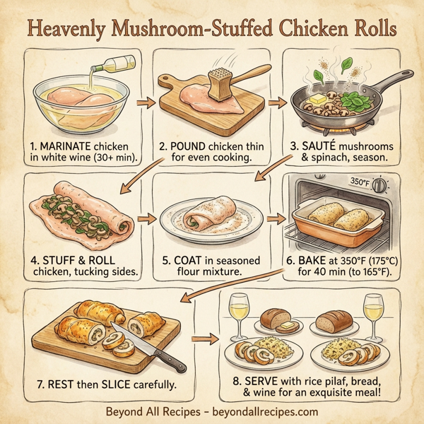 Heavenly Mushroom-Stuffed Chicken Rolls instructions