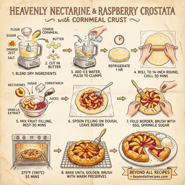 Heavenly Nectarine and Raspberry Crostata with Cornmeal Crust instructions