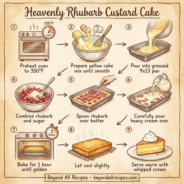 Heavenly Rhubarb Custard Cake instructions