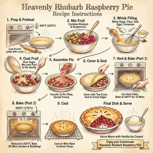 Heavenly Rhubarb Raspberry Pie instructions