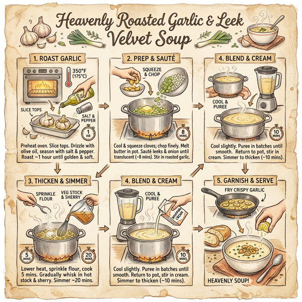 Heavenly Roasted Garlic & Leek Velvet Soup instructions