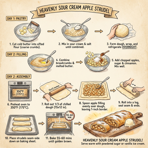 Heavenly Sour Cream Apple Strudel instructions