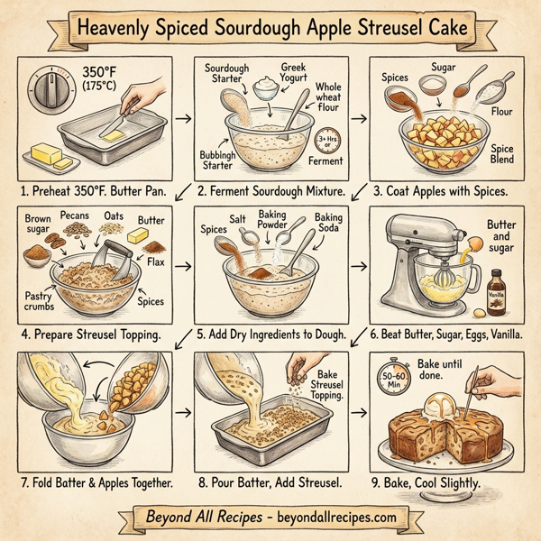 Heavenly Spiced Sourdough Apple Streusel Cake instructions