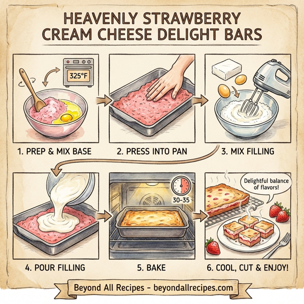 Heavenly Strawberry Cream Cheese Delight Bars instructions