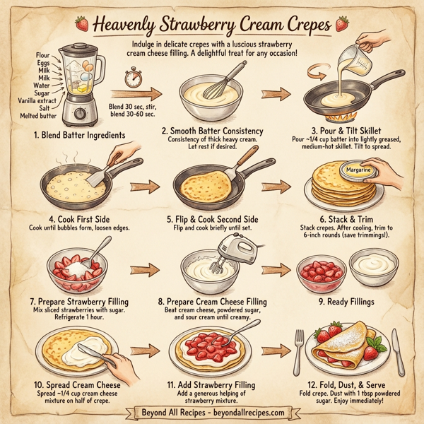 Heavenly Strawberry Cream Crepes instructions