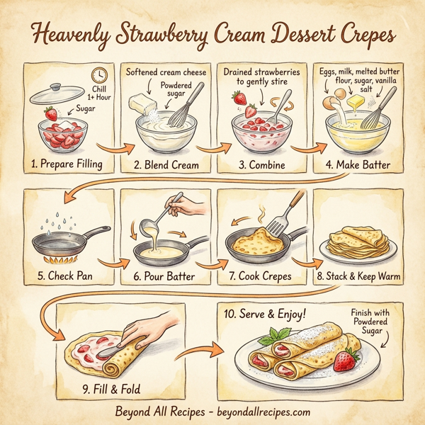 Heavenly Strawberry Cream Dessert Crepes instructions