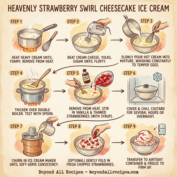 Heavenly Strawberry Swirl Cheesecake Ice Cream instructions