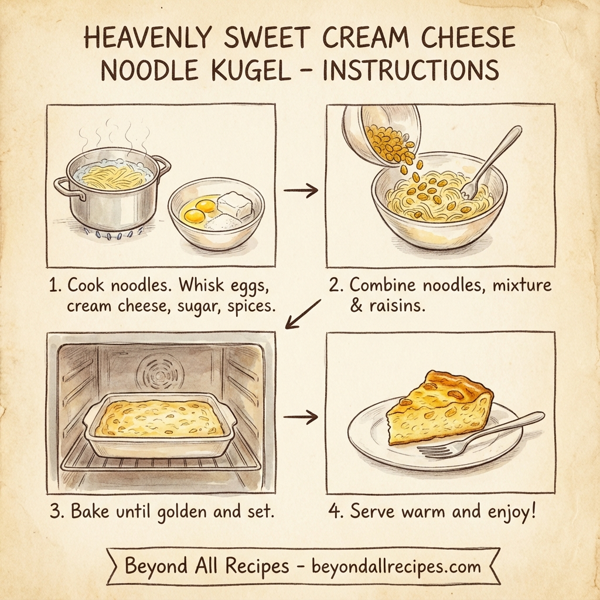 Heavenly Sweet Cream Cheese Noodle Kugel instructions
