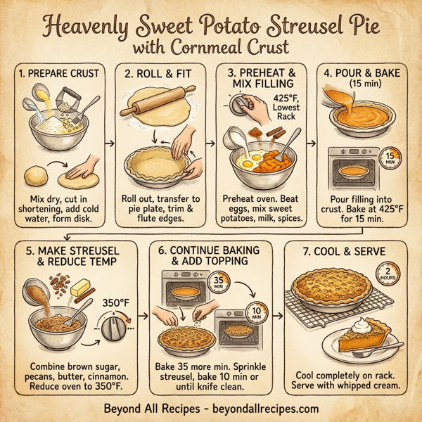Heavenly Sweet Potato Streusel Pie with Cornmeal Crust instructions