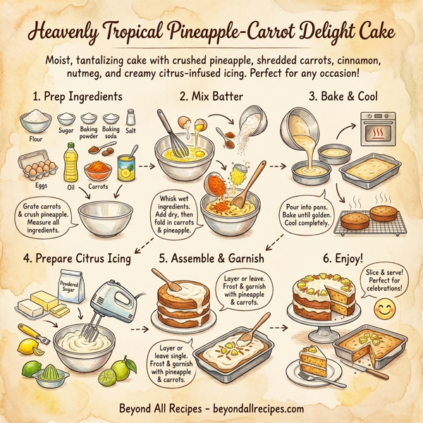 Heavenly Tropical Pineapple-Carrot Delight Cake instructions