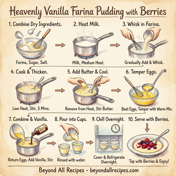 Heavenly Vanilla Farina Pudding with Berries instructions