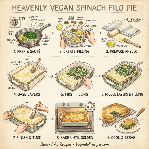 Heavenly Vegan Spinach Filo Pie instructions