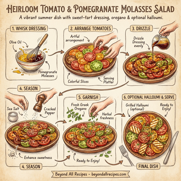 Heirloom Tomato & Pomegranate Molasses Salad instructions