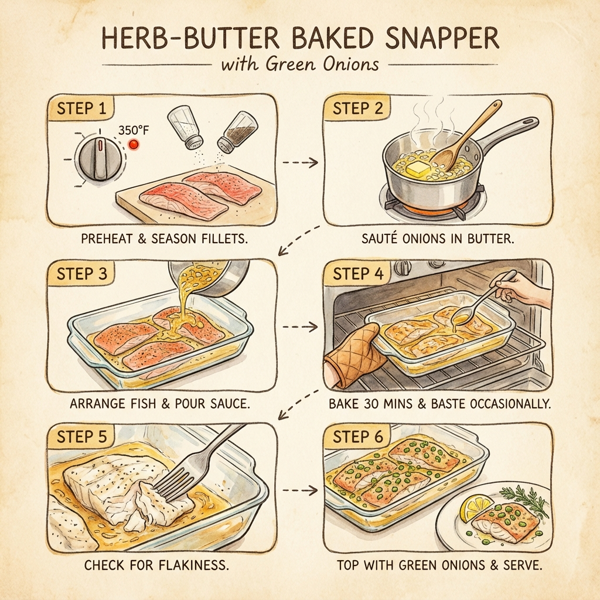 Herb-Butter Baked Snapper with Green Onions instructions
