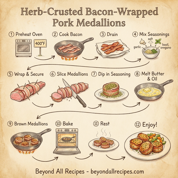 Herb-Crusted Bacon-Wrapped Pork Medallions instructions