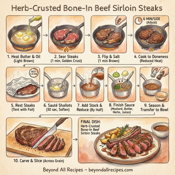 Herb-Crusted Bone-In Beef Sirloin Steaks instructions