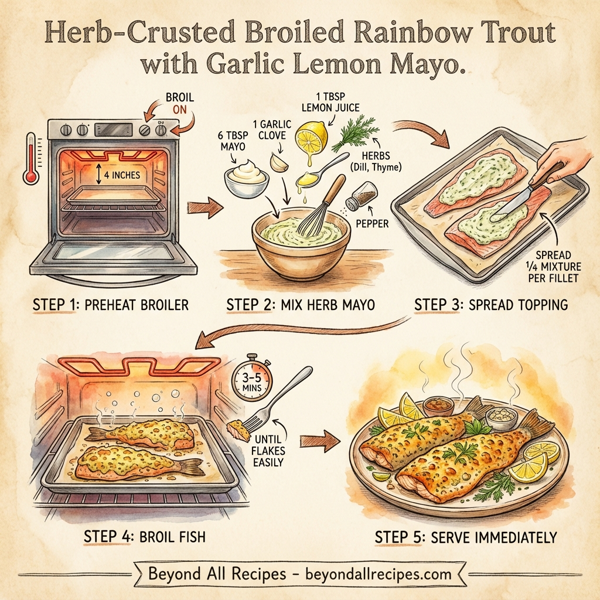 Herb-Crusted Broiled Rainbow Trout with Garlic Lemon Mayo instructions