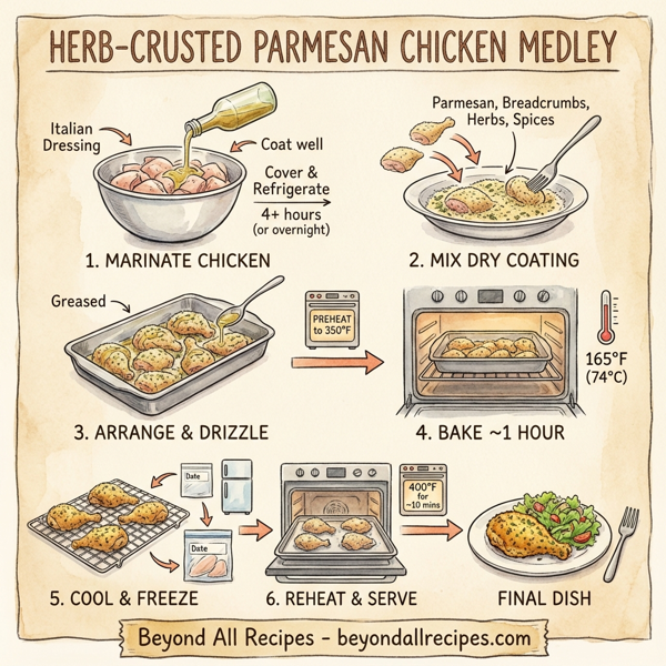 Herb-Crusted Parmesan Chicken Medley instructions