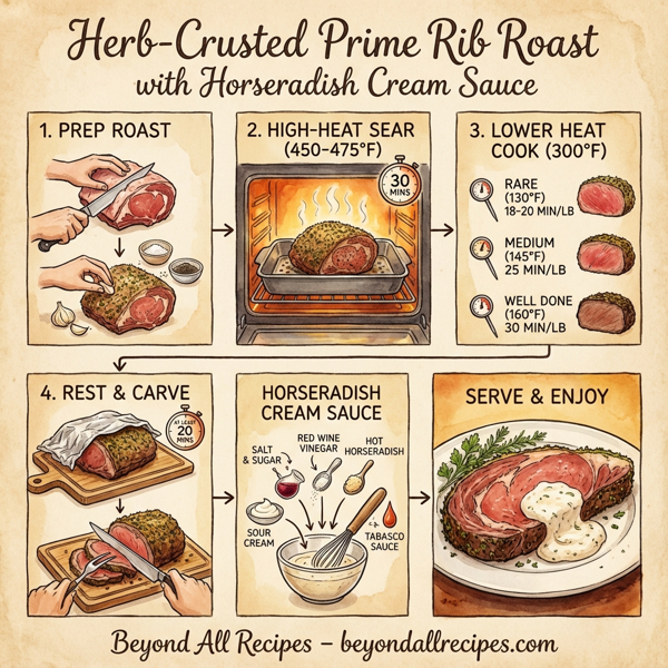 Herb-Crusted Prime Rib Roast with Horseradish Cream Sauce instructions