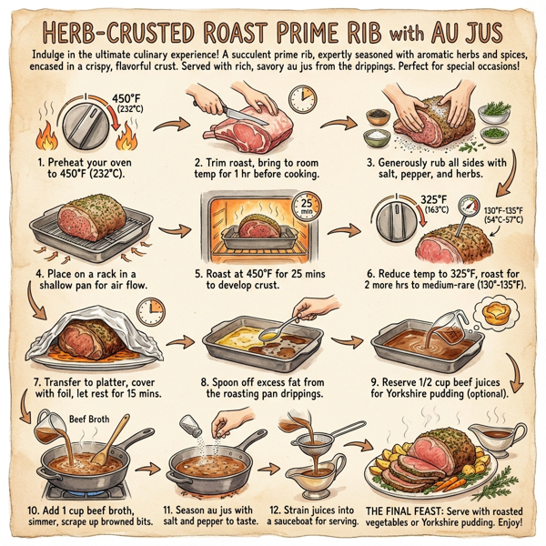 Herb-Crusted Roast Prime Rib with Au Jus instructions