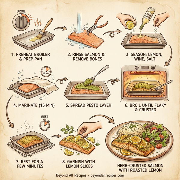 Herb-Crusted Salmon with Roasted Lemon instructions